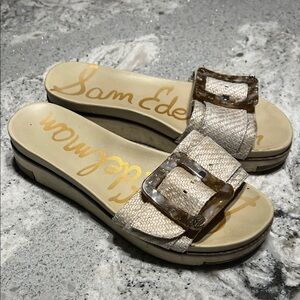 Sam Edelman Sam Edelman Women's Tan Slide Sandals with Buckle Size 6